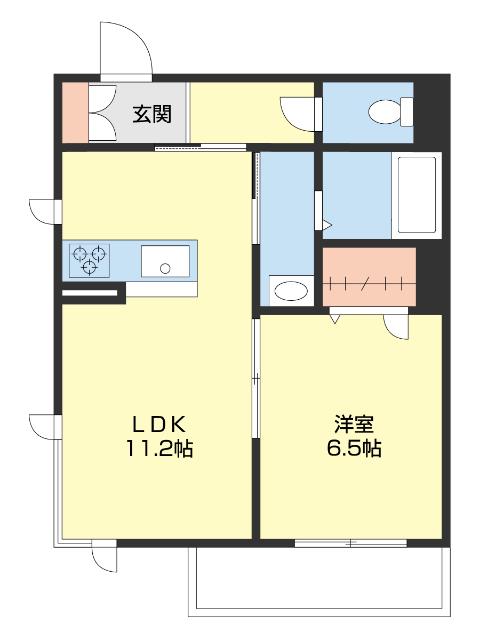 BEREO吹屋町(1LDK/1階)の間取り写真