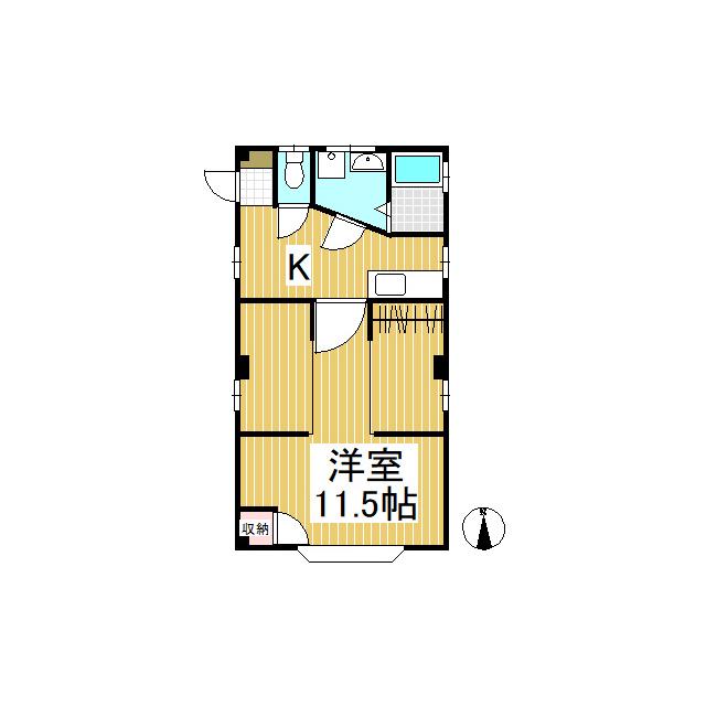 ハイツノア(1SK/3階)の間取り写真