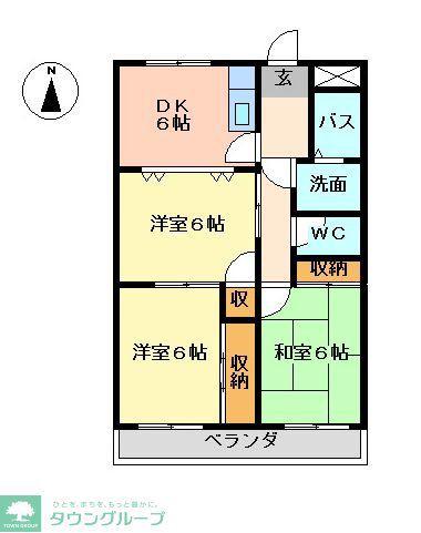 ヴァンベール文ケ岡II(3DK/1階)の間取り写真