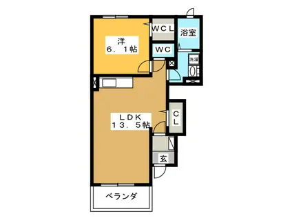 パラッツォ S.Y(1LDK/1階)の間取り写真