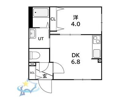 ラフィーネ発寒南III(1DK/4階)の間取り写真