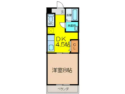 コーポ西原(1DK/2階)の間取り写真
