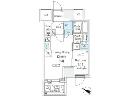 アーバンブリーズ恵比寿(1LDK/10階)の間取り写真