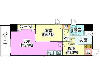 シャルール(1LDK/2階)の間取り写真