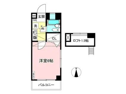 シャインヒルズ向ヶ丘(1K/3階)の間取り写真