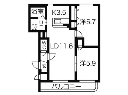 大光10番館(2LDK/2階)の間取り写真