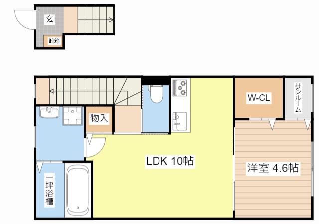 カルフールIII(1LDK/2階)の間取り写真