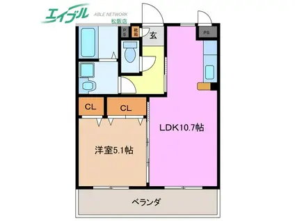 メルベーユII(1LDK/1階)の間取り写真