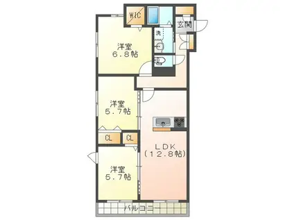 ラフィナート(3LDK/2階)の間取り写真