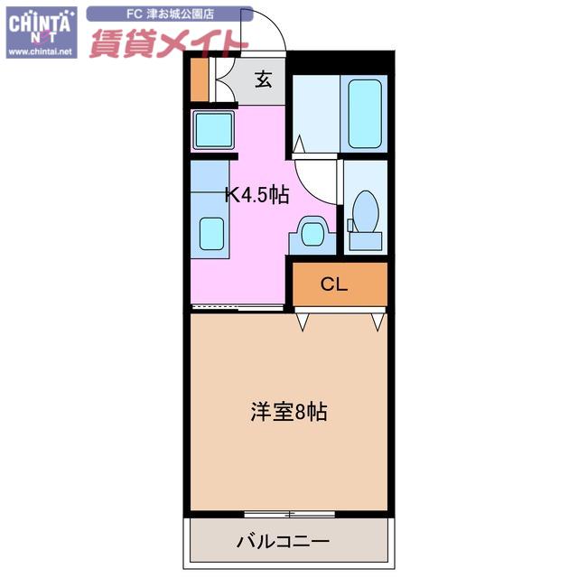 タウンコートII世(1K/3階)の間取り写真