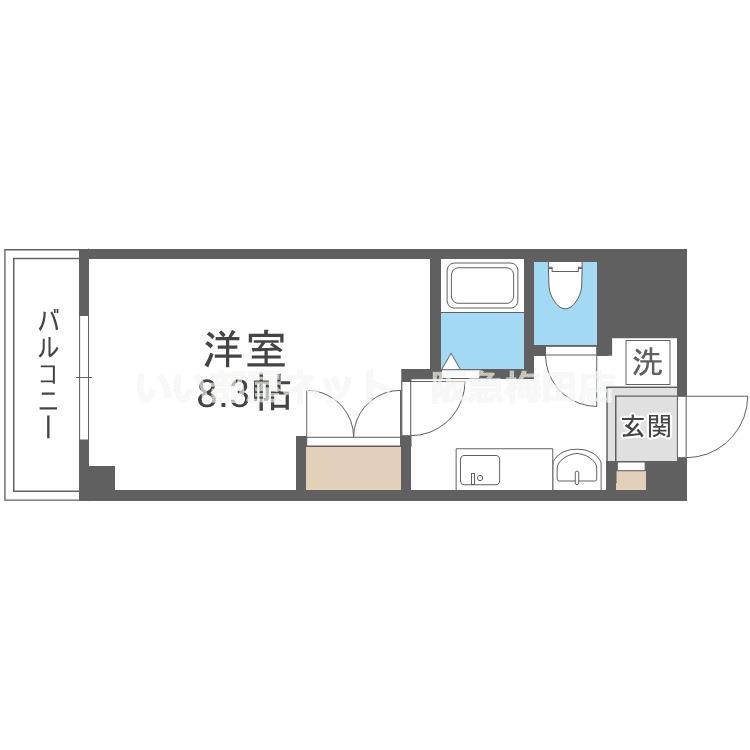 シャンヴェルジェ豊中II(1K/2階)の間取り写真