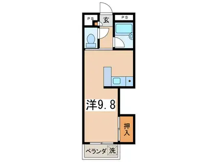 グリーンパレス(ワンルーム/2階)の間取り写真