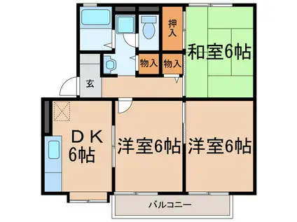 グランドゥール(3DK/2階)の間取り写真