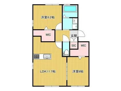 ドルチェ美濃太田(2LDK/2階)の間取り写真