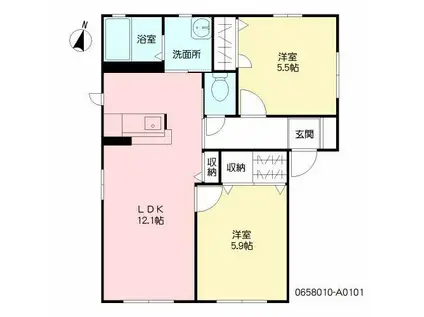 シャーメゾン今宿東 A棟(2LDK/1階)の間取り写真