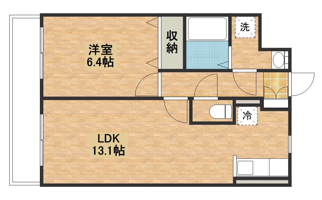 モアベリー(1LDK/6階)の間取り写真
