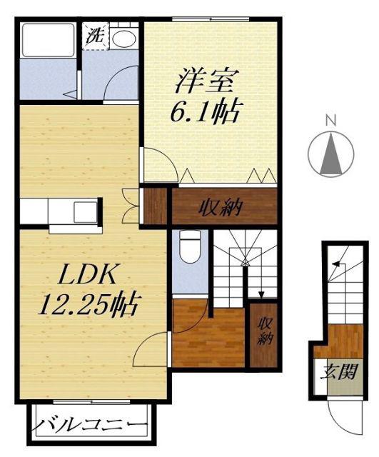 エムズコート春岡(1LDK/2階)の間取り写真
