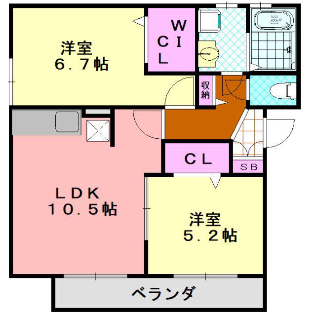 セジュールピア(2LDK/2階)の間取り写真