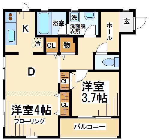 栄和レジデンスII(2LDK/3階)の間取り写真
