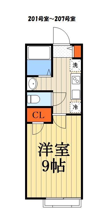 アルブル(1K/2階)の間取り写真