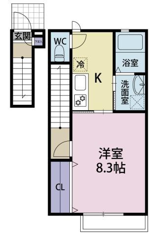 JOINTLY(1K/2階)の間取り写真