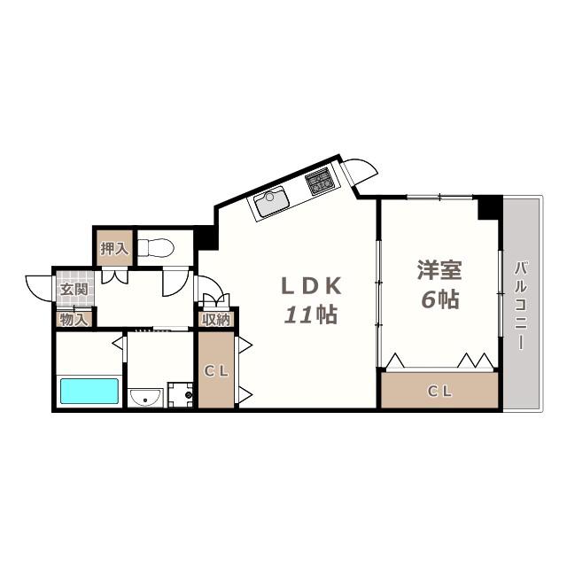ハイクオリティーアドニス(1LDK/2階)の間取り写真