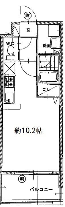 エスーフォート八王子南(1K/8階)の間取り写真