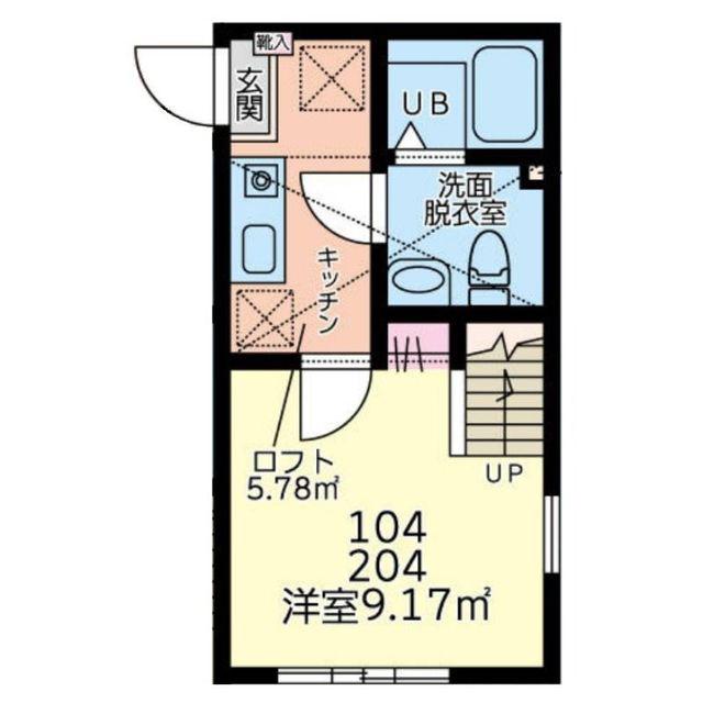 デンプシーヒル(1K/1階)の間取り写真