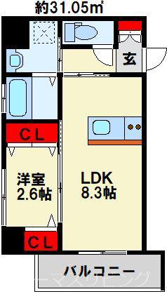 ル・シエル(1LDK/2階)の間取り写真