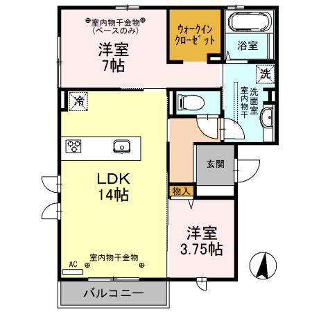 ソレイユMSII(2LDK/3階)の間取り写真