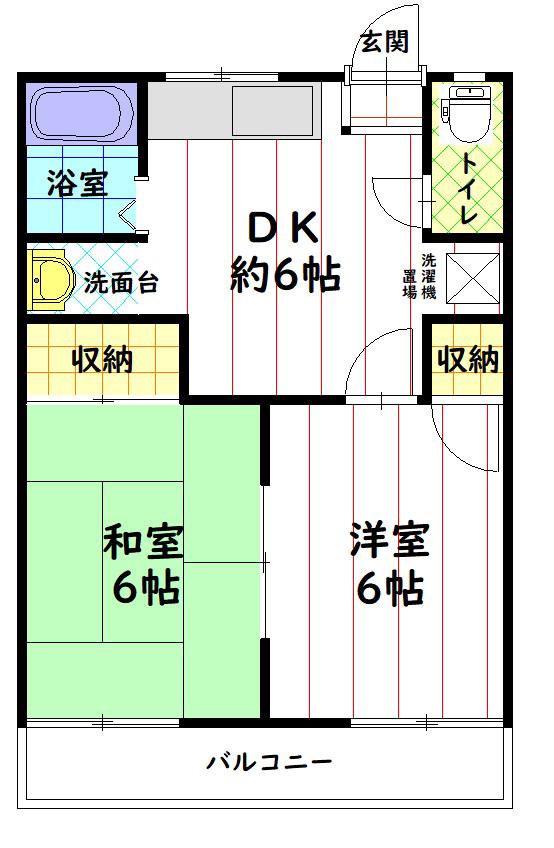 OPUSあもり(2DK/2階)の間取り写真
