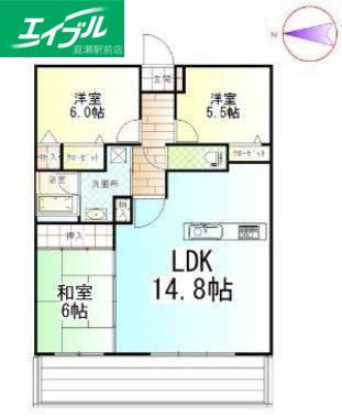 ファミール伊島(3LDK/5階)の間取り写真