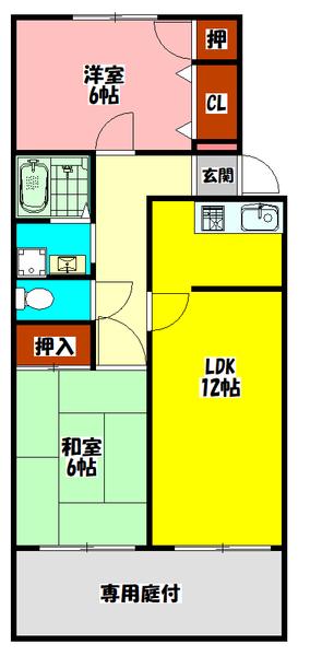 泉美ハイツ(2LDK/1階)の間取り写真