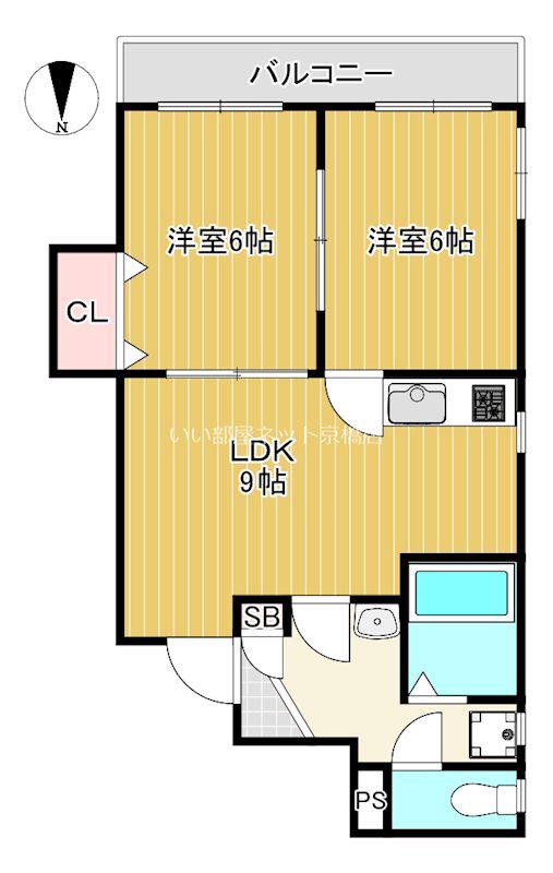 メゾンロイヤルヒロ(2LDK/5階)の間取り写真