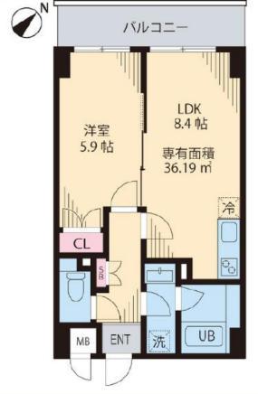 アファンガーデン(1LDK/2階)の間取り写真
