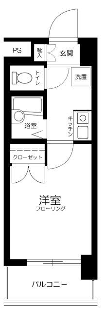 スカイコート蒲田駅前(1K/13階)の間取り写真