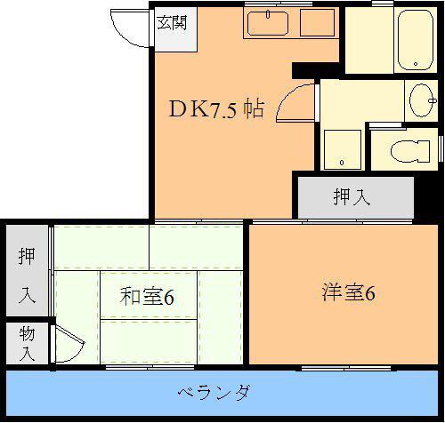 サンマンション(2DK/2階)の間取り写真
