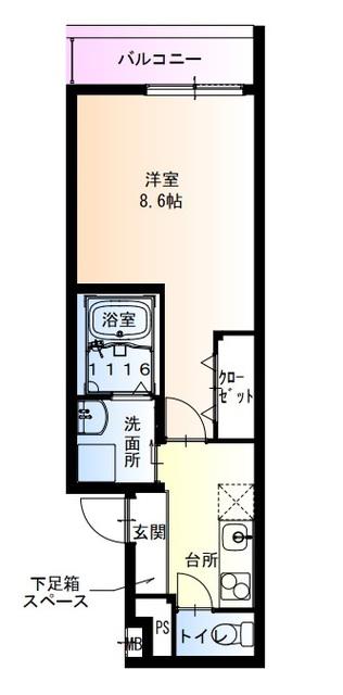 フジパレス新金岡V番館(1K/3階)の間取り写真