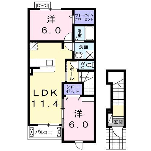 ノイ・エルンテ(2LDK/2階)の間取り写真