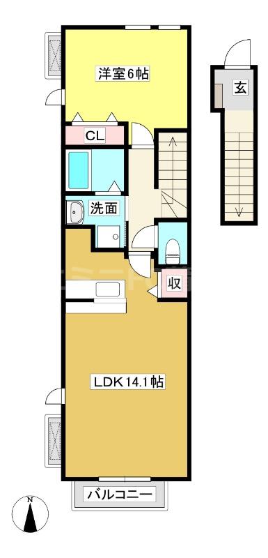 マリナージュ(1LDK/2階)の間取り写真