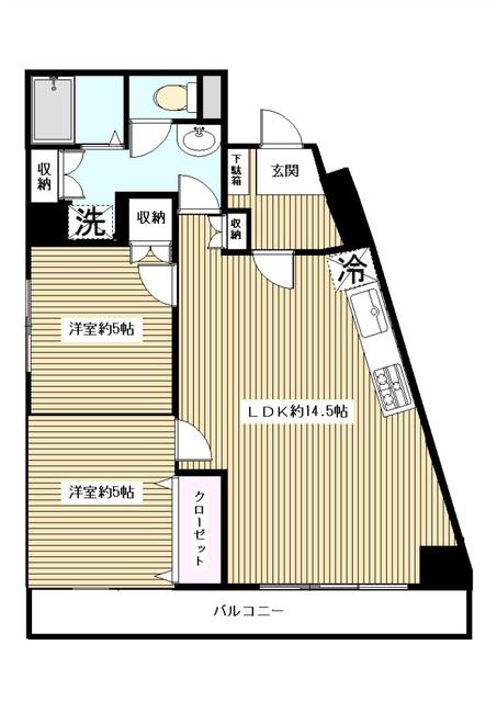 YKレジデンス(2LDK/4階)の間取り写真