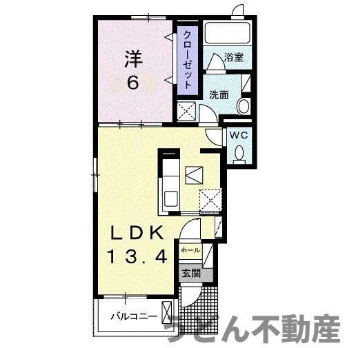 レガート春日I(1LDK/1階)の間取り写真