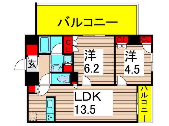 ORSUS UMEJIMA(2LDK/6階)の間取り写真