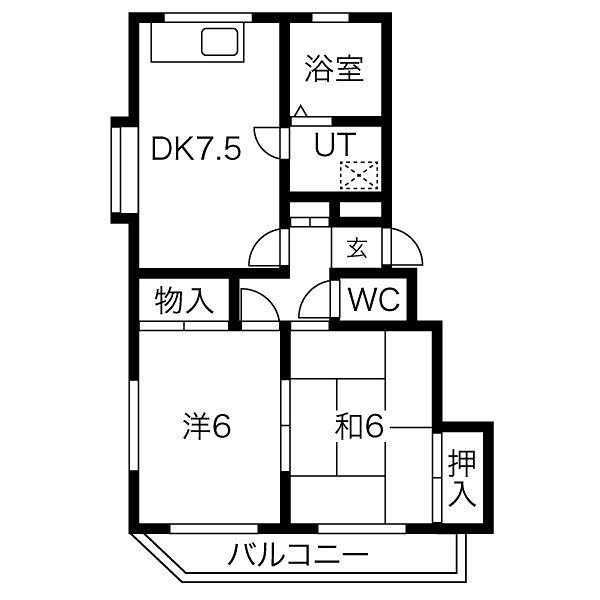 第2中尾ハイツ(1K/3階)の間取り写真