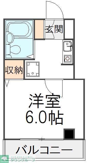 ハイクレストエビハラNO3(1K/2階)の間取り写真