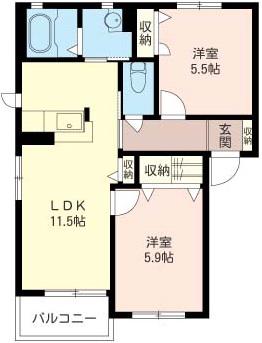 KSコーポラス(2LDK/2階)の間取り写真