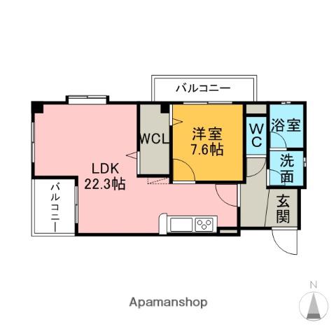 サンコートHANNOKI(1LDK/1階)の間取り写真