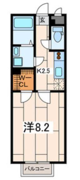 アムールあそか(1K/1階)の間取り写真