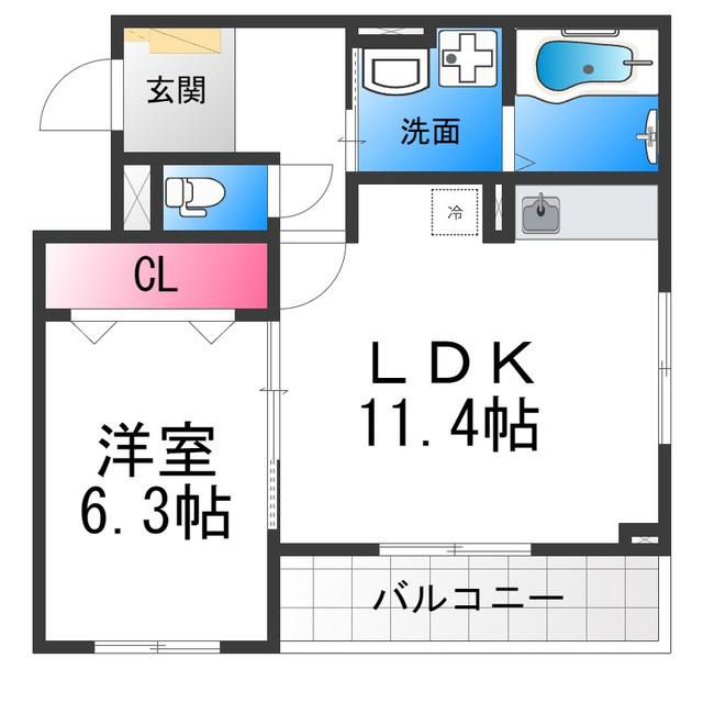 ラ・クロシェット(1LDK/3階)の間取り写真