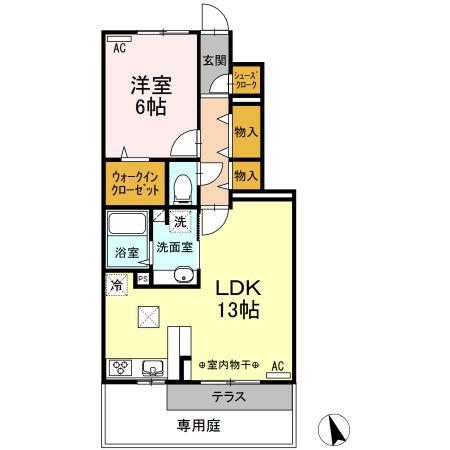 グロリオサ(1LDK/1階)の間取り写真